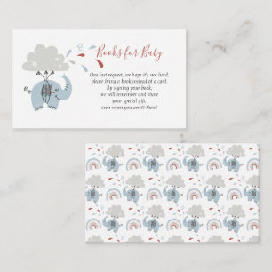Elephant Blue Cute Boy's Books for Baby Enclosure Card