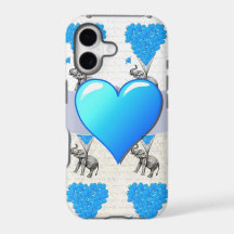 Elephant & blue heart balloons