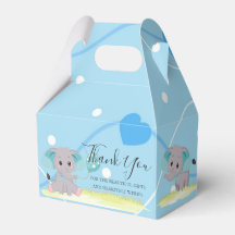 Elephant Blue hearts Balloon Favour Box