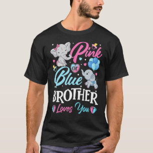 Elephant Blue Pink Brother Loves You Pregnancy Rev T-Shirt