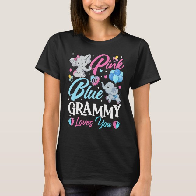 Elephant Blue Pink Grammy Loves You Pregnancy Reve T-Shirt (Front)
