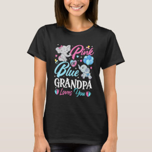 Elephant Blue Pink Grandpa Loves You Pregnancy Rev T-Shirt