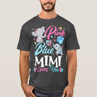 Elephant Blue Pink Mimi Loves You Pregnancy Reveal T-Shirt