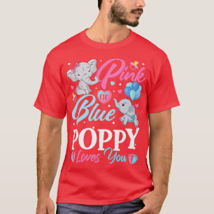 Elephant Blue Pink Poppy Loves You Pregnancy Revea T-Shirt