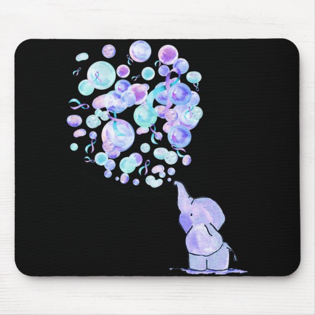 Elephant Blue Purple Balloons Suicide Prevention A Mouse Pad (Front)