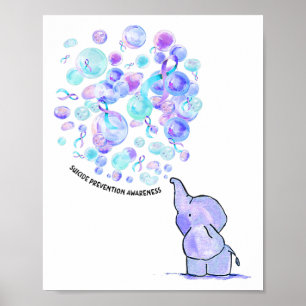 Elephant Blue Purple Balloons Suicide Prevention A Poster