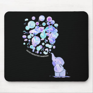Elephant Blue Purple Lloons Suicide Prevention Awa Mouse Pad