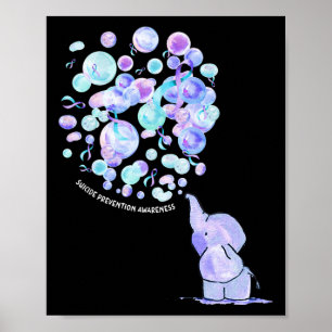 Elephant Blue Purple Lloons Suicide Prevention Awa Poster