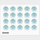 Elephant Boy Baby Shower Blue Ombre Thank You Classic Round Sticker (Sheet)