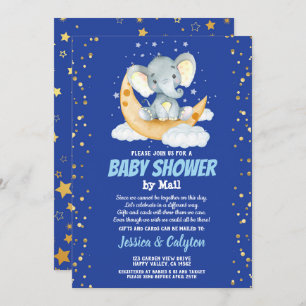 Elephant boy baby shower by mail moon and star invitation