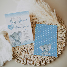 Elephant Boy Baby Shower Invitation