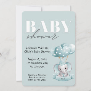 Elephant boy baby shower invitation 