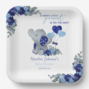 Elephant Boy Baby Shower Paper Plate