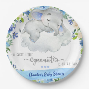 Elephant boy baby shower party paper plate. plate