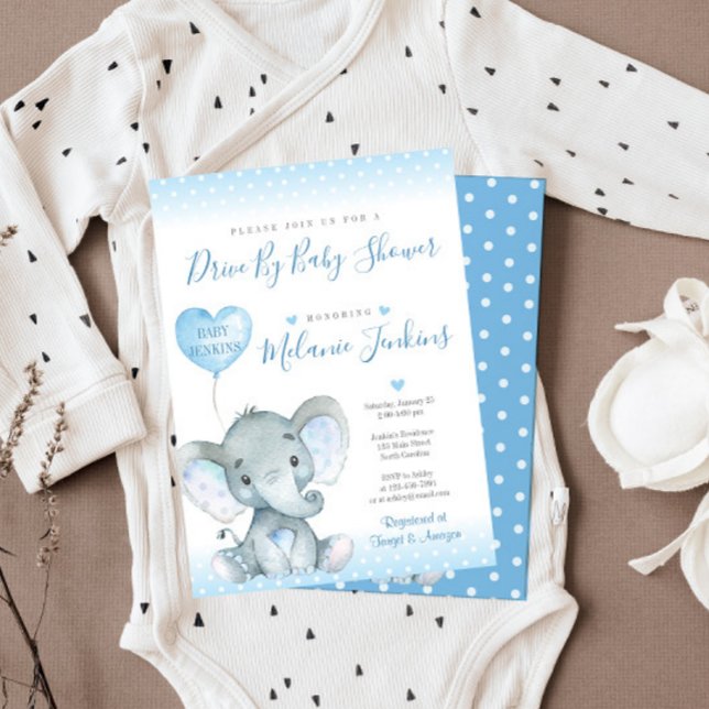 Elephant Boy Drive By Baby Shower Invitation (Creator Uploaded)