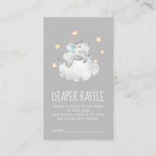 Elephant Boy   Grey Baby Shower Diaper Raffle Enclosure Card
