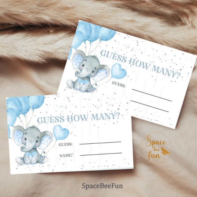 Elephant Boy Guess How Many Enclosure Card (Guess How Many,Candies Baby Boy,Shower Game,Enclosure Card,elephant boy baby shower,theme elephant,s)