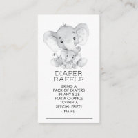 Elephant Boys Baby Shower Diaper Raffle Ticket