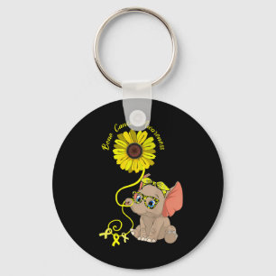 Elephant Brain Aneurysm Awareness Burgundy Ribbon Key Ring