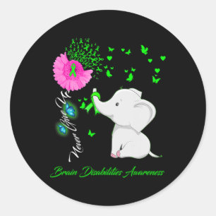 Elephant Brain Disabilities Awareness Classic Round Sticker