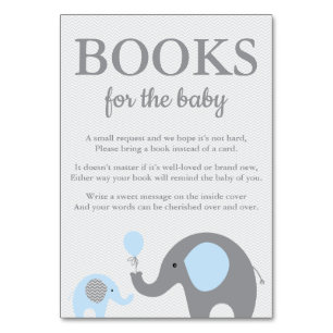 Elephant Bring a Book Cards in Blue and Grey