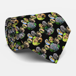 Elephant, Buffalo,Zebra Footprint Collage Neck Tie