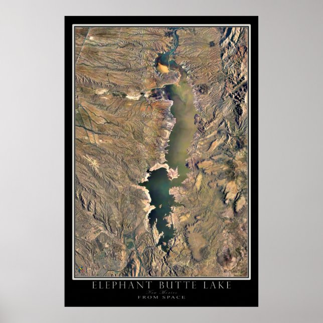 Elephant Butte Lake New Mexico From Space Poster (Front)