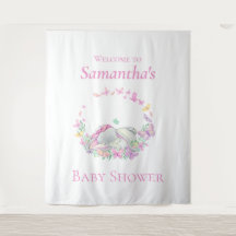 Elephant Butterflies Baby Shower backdrop