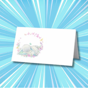 Elephant Butteries Blue Place Card