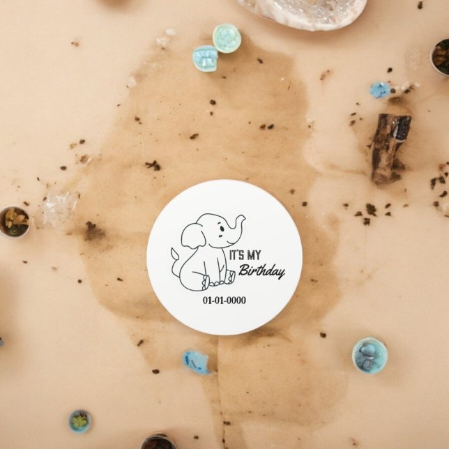 Elephant Cartoon Classic Round Sticker (Baby Elephant party theme sticker,birthday party sticker,gift pack,envelope,return gift sticker)