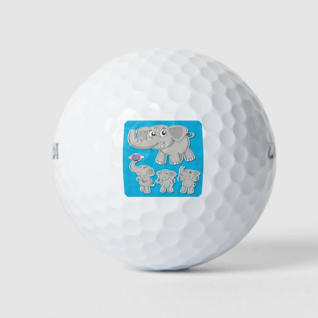Elephant Cartoon Design Golf Balls (Front)