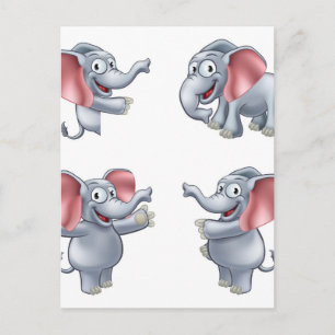 Elephant Cartoon Masoct Postcard