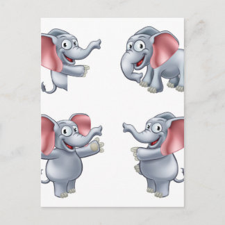 Elephant Cartoon Masoct Postcard