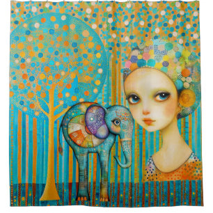 Elephant Charm Shower Curtain
