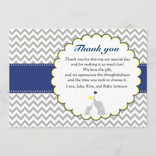 Elephant Chevron Baby Shower Thank You Card