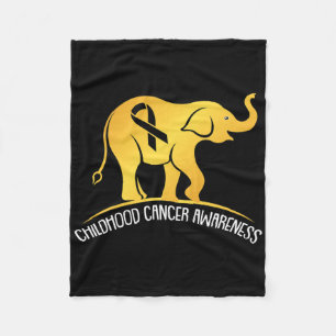 Elephant Childhood Cancer Awareness Ribbon Warrior Fleece Blanket