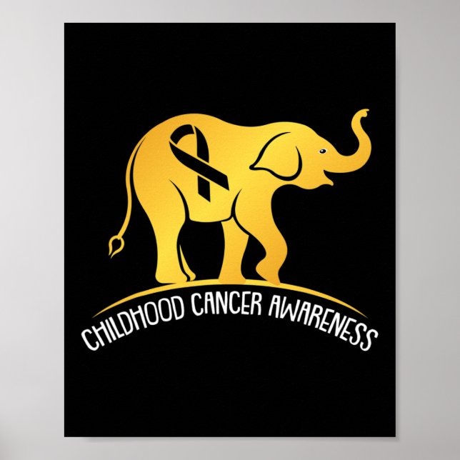Elephant Childhood Cancer Awareness Ribbon Warrior Poster (Front)
