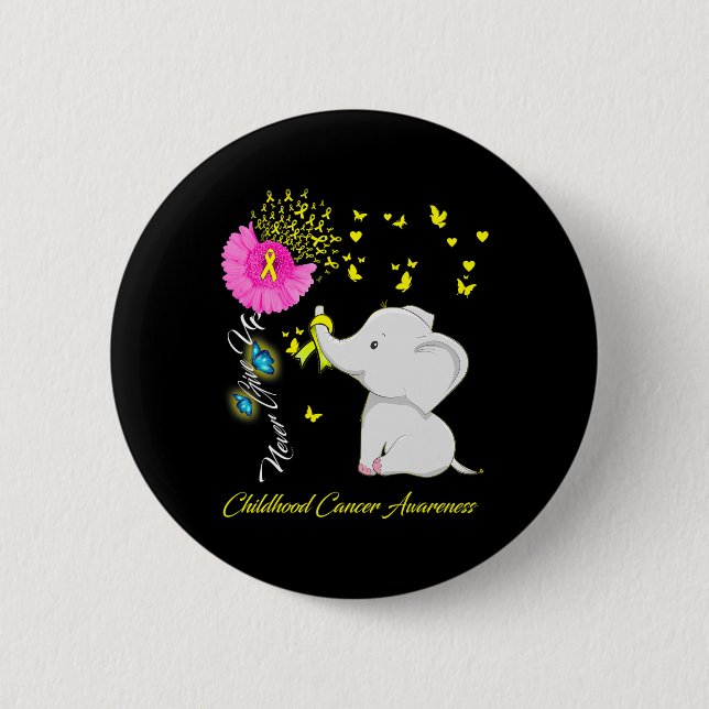 Elephant Childhood Cancer - Childhood Cancer Ribbo 6 Cm Round Badge (Front)