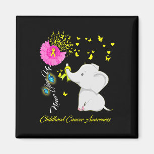 Elephant Childhood Cancer - Childhood Cancer Ribbo Magnet