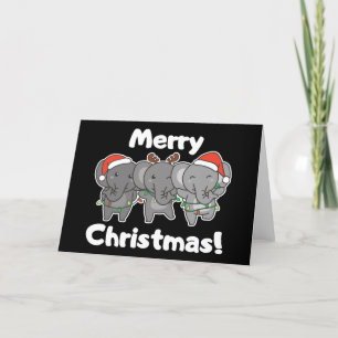 Elephant Christmas Animals Elephants Merry Holiday Card