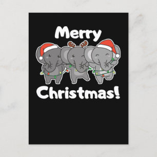 Elephant Christmas Animals Elephants Merry Holiday Postcard