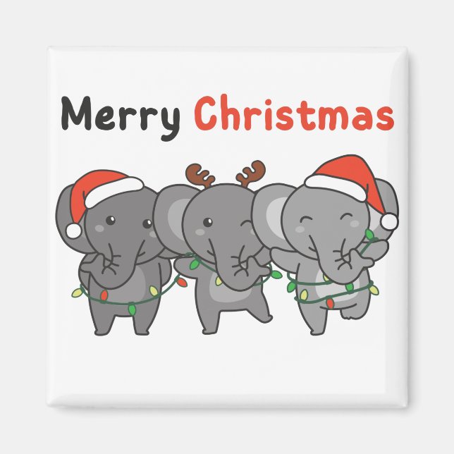 Elephant Christmas Animals Elephants Merry Magnet (Front)