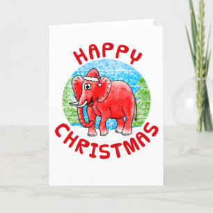 Elephant Christmas Card Wildlife Nature Funny