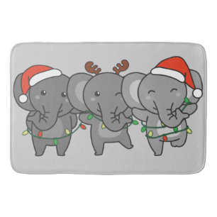 Elephant Christmas Christmas Animals Cute Bath Mat