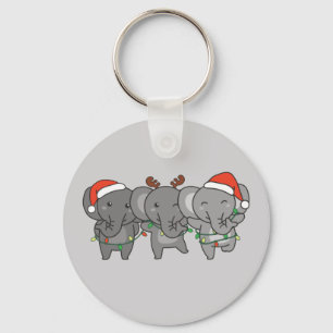 Elephant Christmas Christmas Animals Cute Keychain