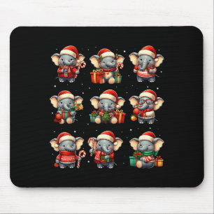 Elephant Christmas Funny Elephant Lover Pajama Men Mouse Pad