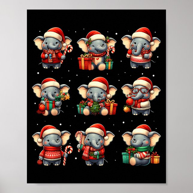Elephant Christmas Funny Elephant Lover Pajama Men Poster (Front)