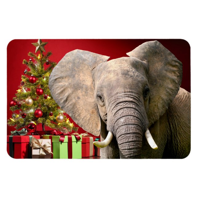 Elephant Christmas Greetings Magnet (Horizontal)