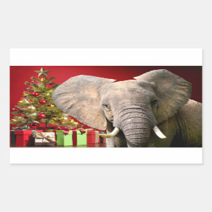 Elephant Christmas Greetings Rectangular Sticker