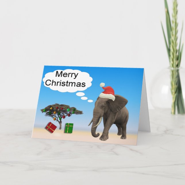 Elephant Christmas Holiday Card (Front)